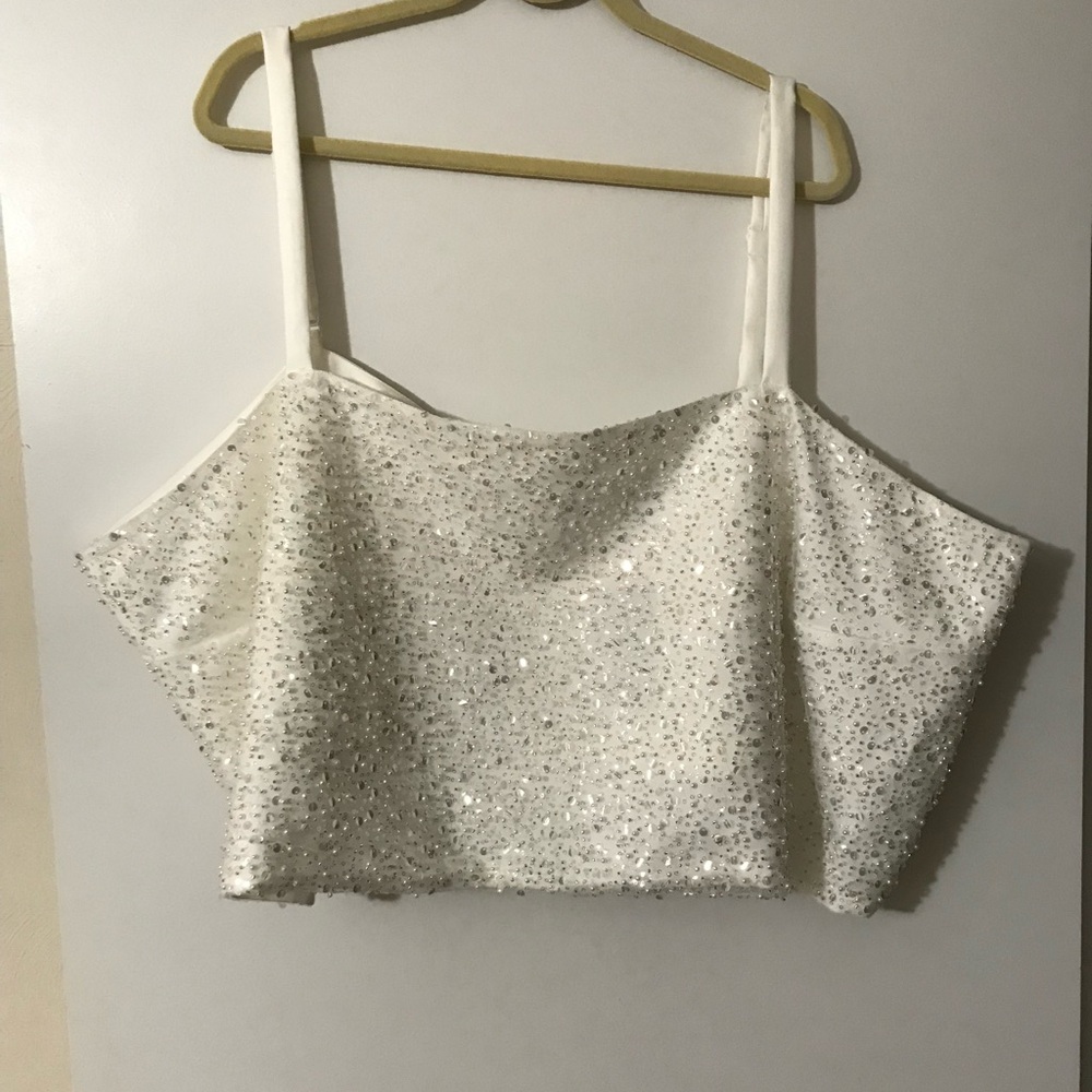 Eloquii Collectors edition 1 Bridal White Sequin Women's split back top size 30